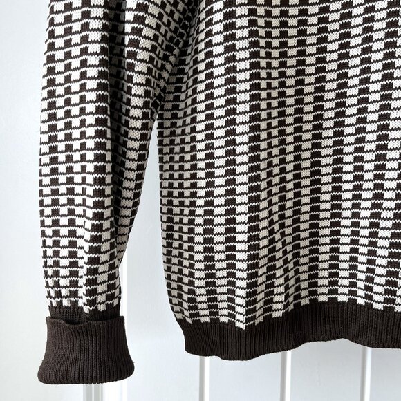 Warren-Knit Canadian Vintage 70s Checkered Sweater - Picture 4 of 5